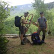 160528-Michele McCall and XXX take a break on the Giant North trail.JPG